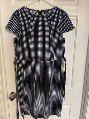 Chaps Black and White Gingham Dress